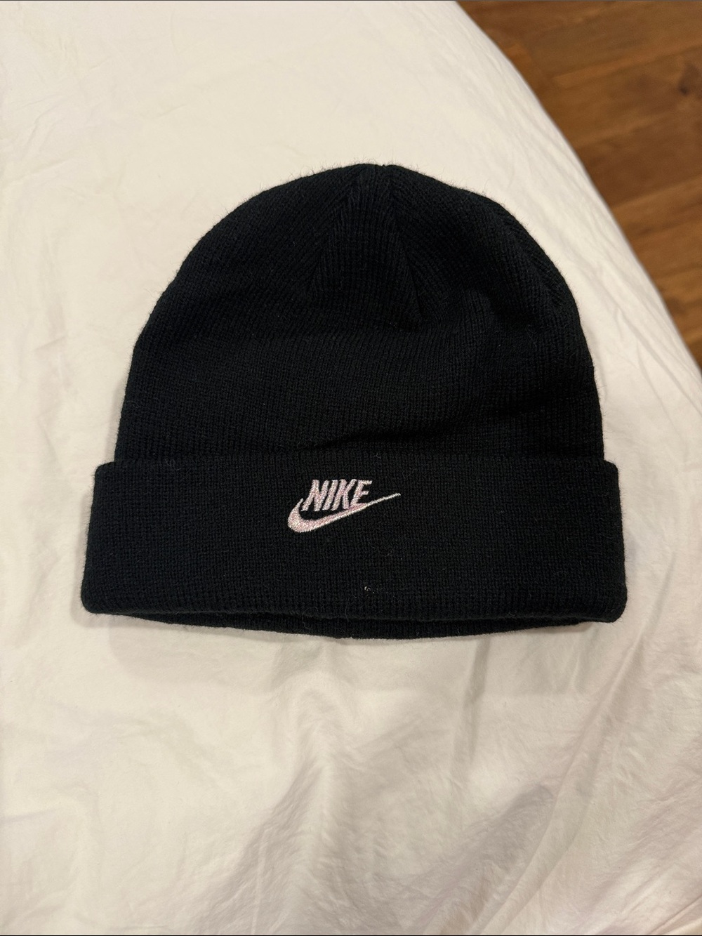 Nike Black Beanie with White Embroidered Swoosh